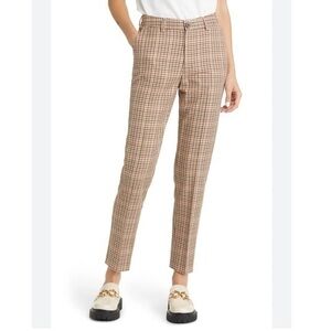 Scotch & Soda Lowry Mid Rise Slim Trousers in Brown/Tan Plaid Size 27